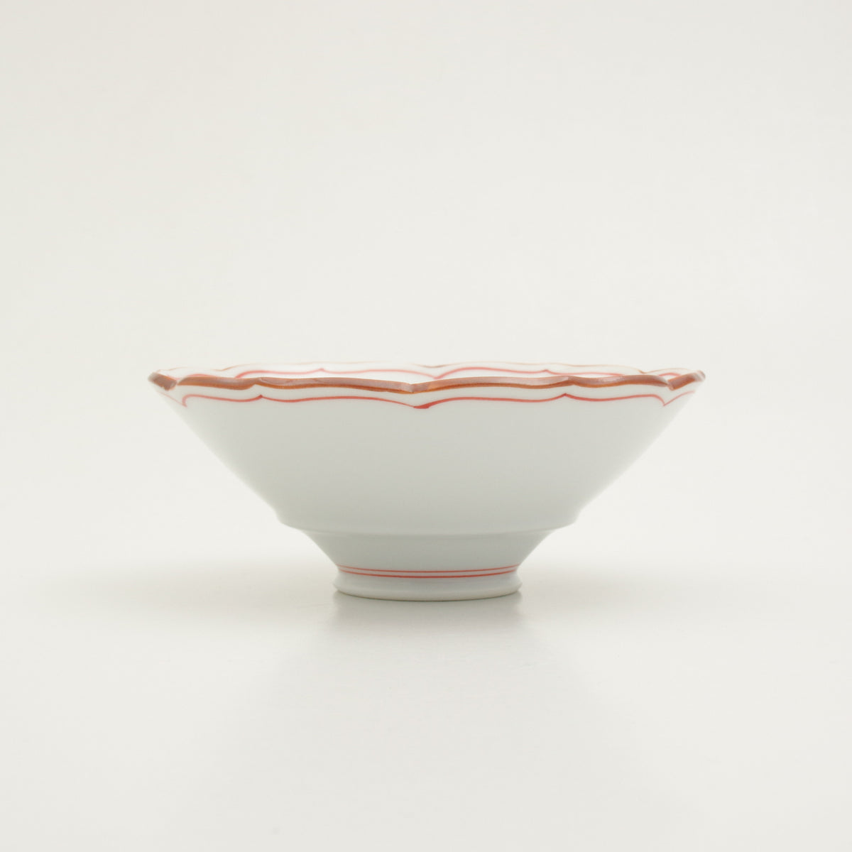 波佐見焼 渕錆 桔梗高台中鉢(赤) 12cm Korin Studio1156