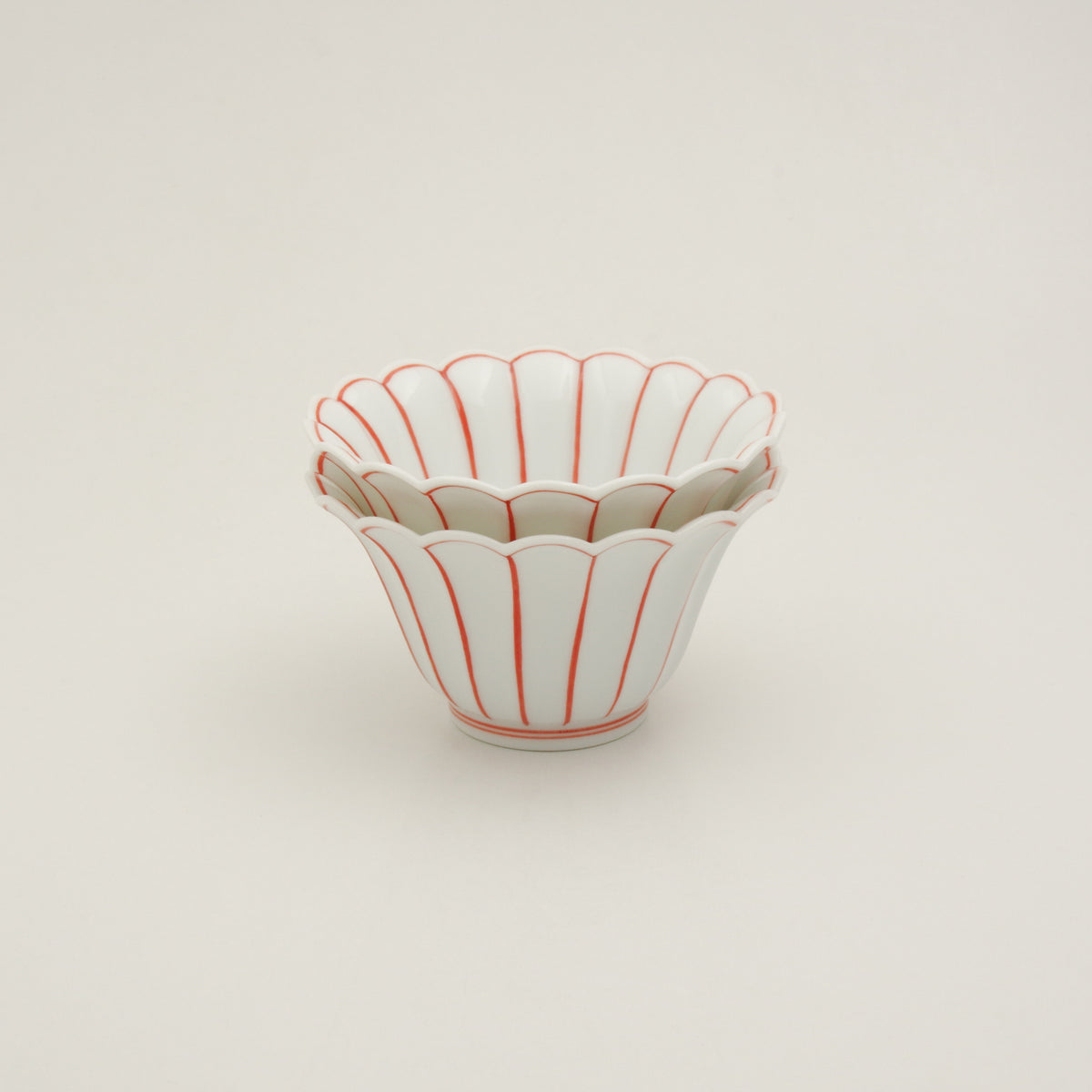 有田焼 薄渕 菊割小鉢(大/赤) 10.8cm Ojiyama Studio1156