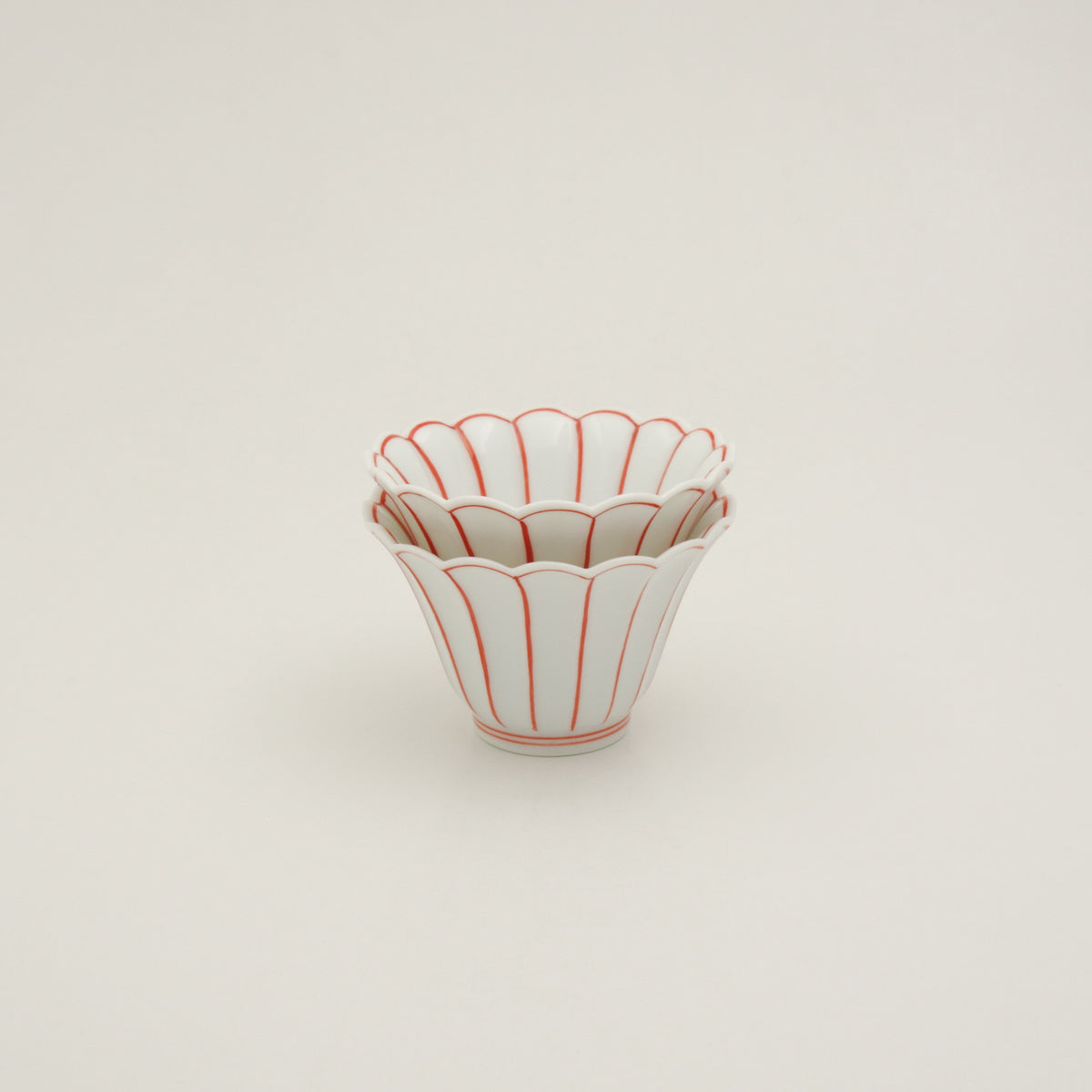 有田焼 薄渕 菊割小鉢(小/赤) 8.5cm Ojiyama Studio1156