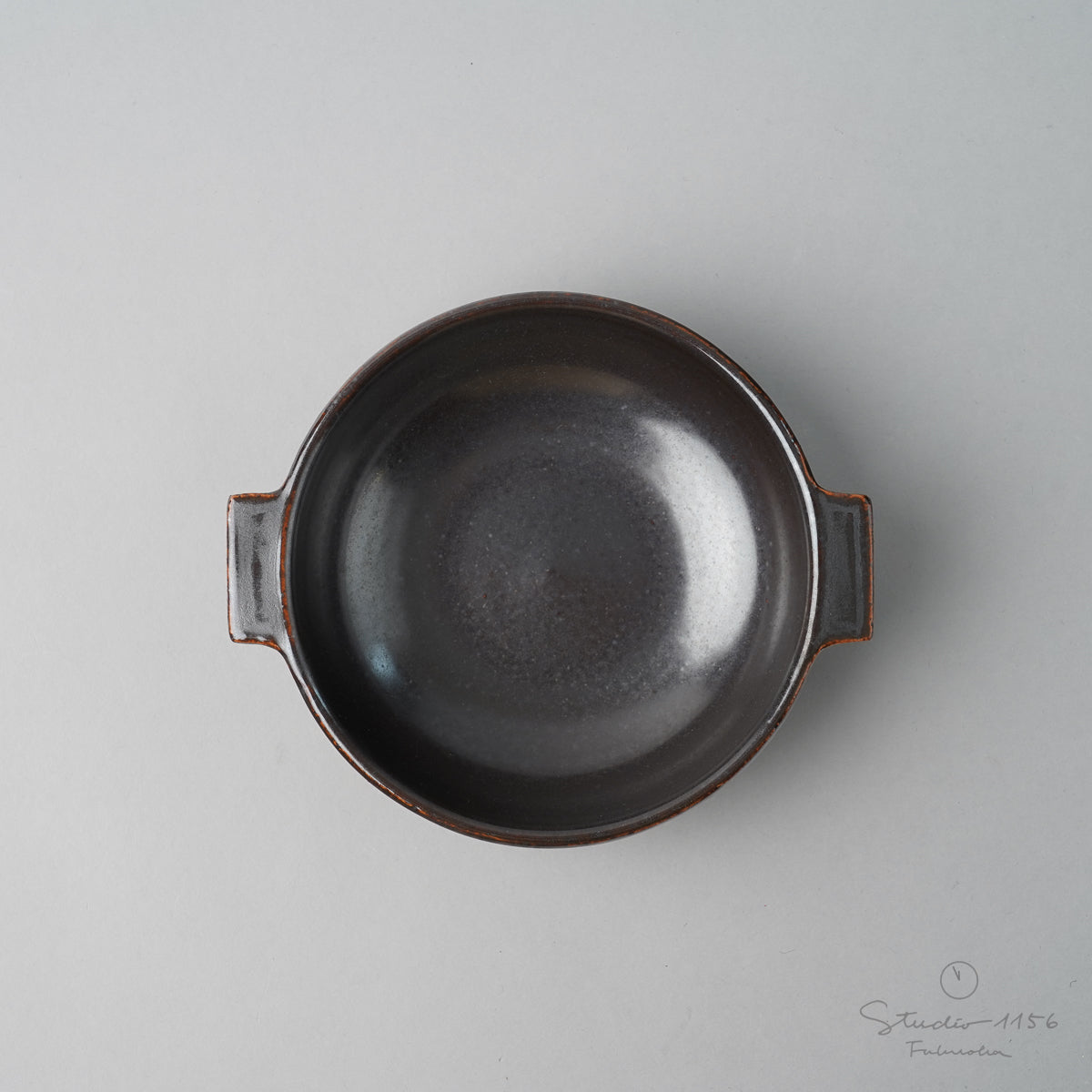 有田焼 耳付丸鍋 15cm [耐火耐熱] 茶黒 Anraku Studio1156