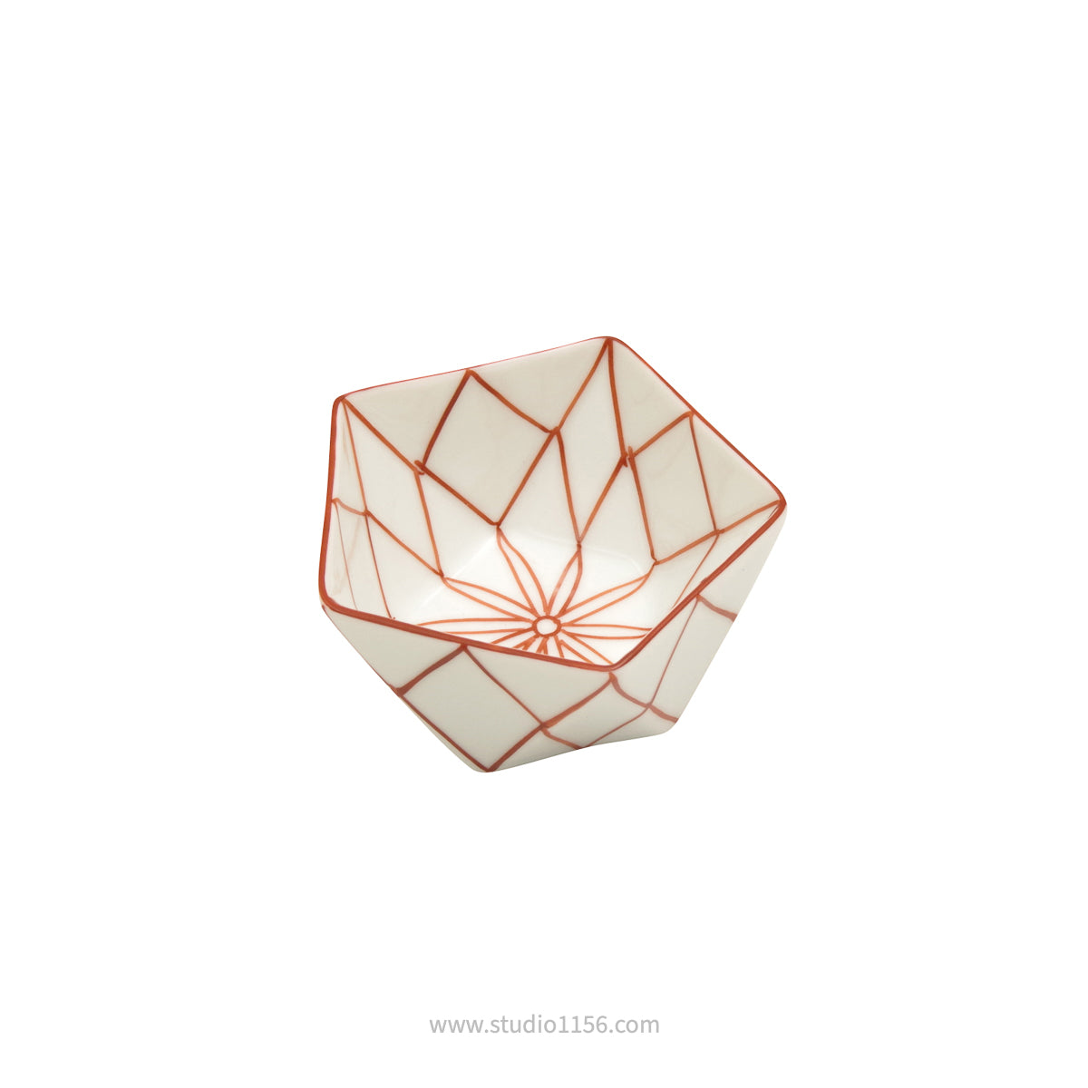 有田焼 ダイヤ五角豆鉢(小) 6.5cm 朱網目紋 Denpei Studio1156