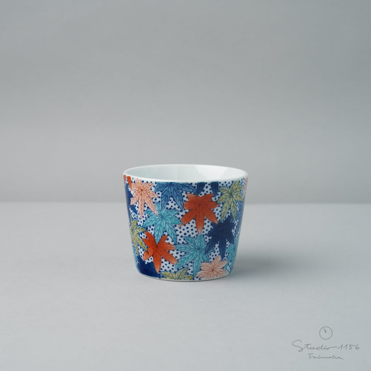伊万里焼 色鍋島 そば猪口 点々紅葉紋 7.5cm/150ml Hataman Studio1156