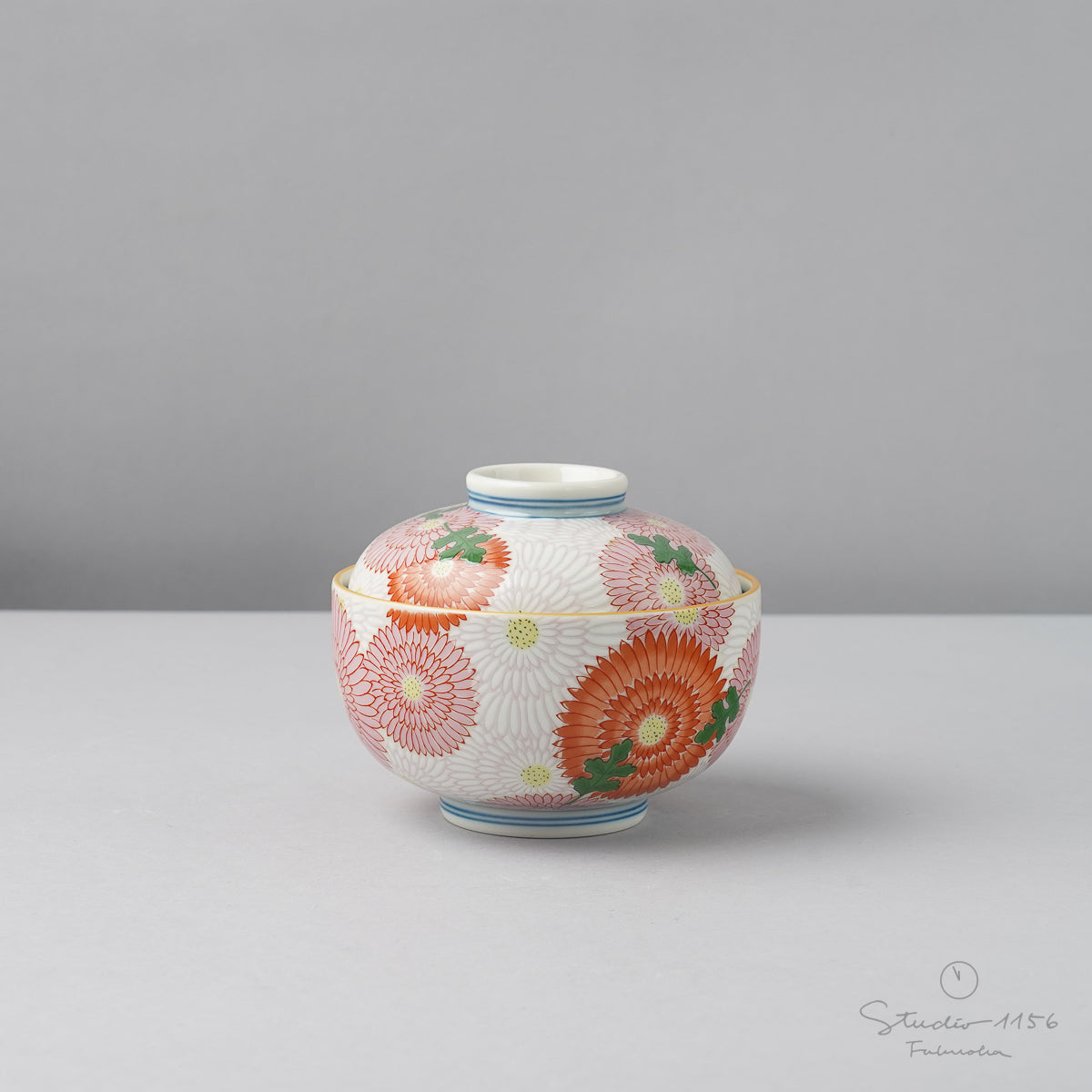 有田焼 錦菊花尽くし 小蓋物(ふたもの) 10.5cm Kouraku Studio1156