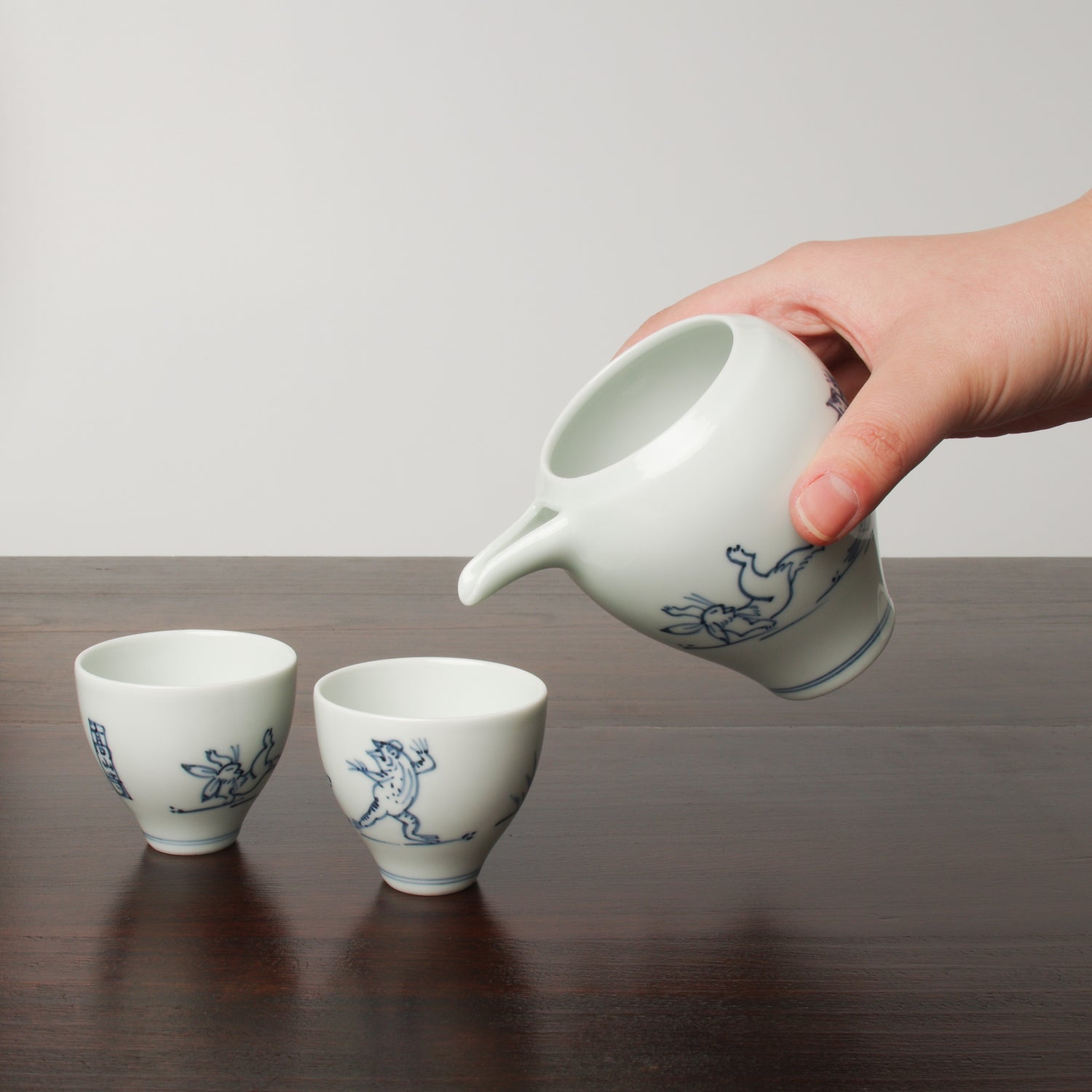 波佐見焼 染付高山寺 鳥獣人物戯画 徳利 片口 300ml Korin Studio1156