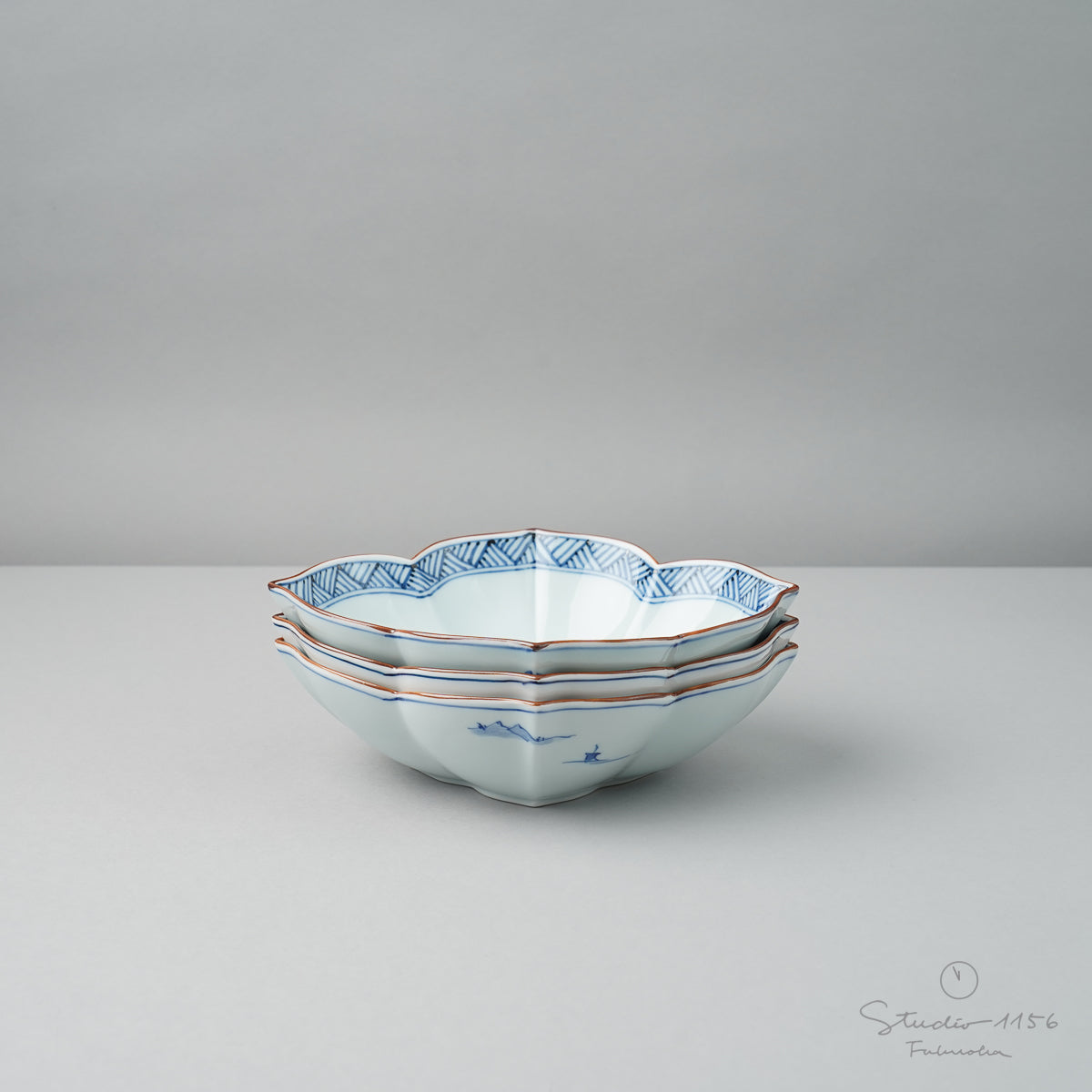 波佐見焼 染付 木瓜型向付中鉢 18cm Korin Studio1156