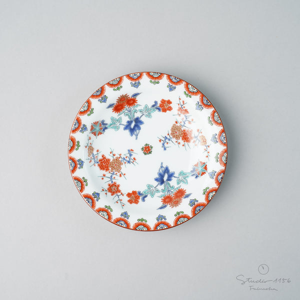 賞美堂 有田焼 □ 其泉 色絵梅菊文 銘々皿 [径約13.5㎝ ] 5