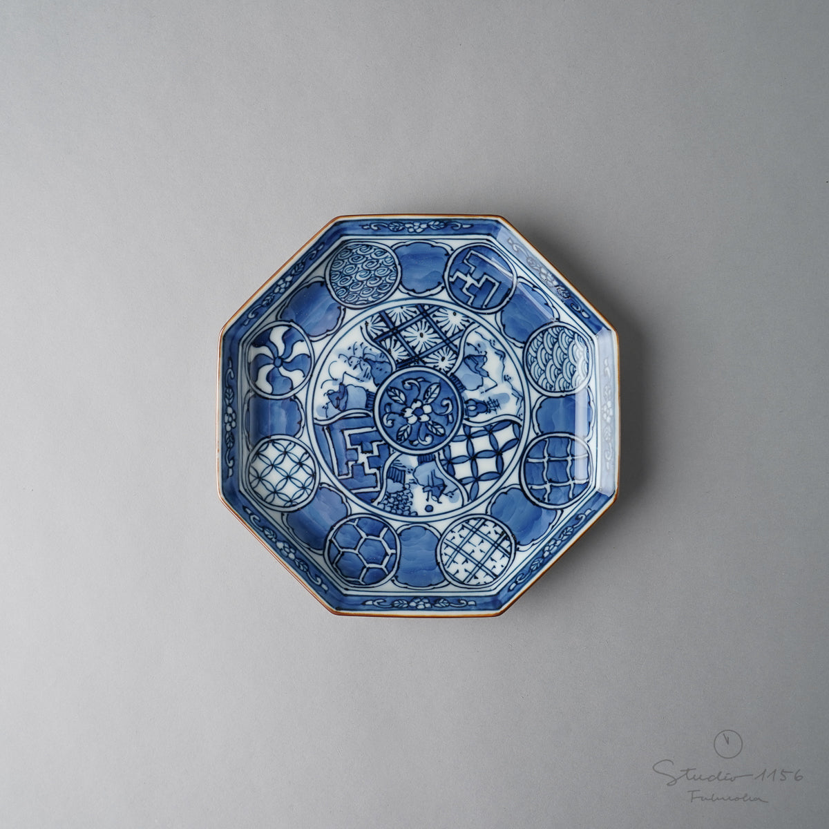 有田焼 染付 平戸祥瑞 八角銘々皿 15.5cm Kisen Studio1156