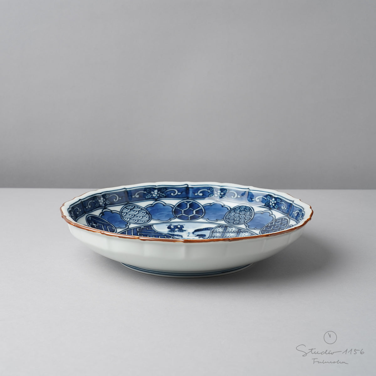 有田焼 染付 平戸祥瑞 桔梗縁七寸鉢 22cm Kisen Studio1156