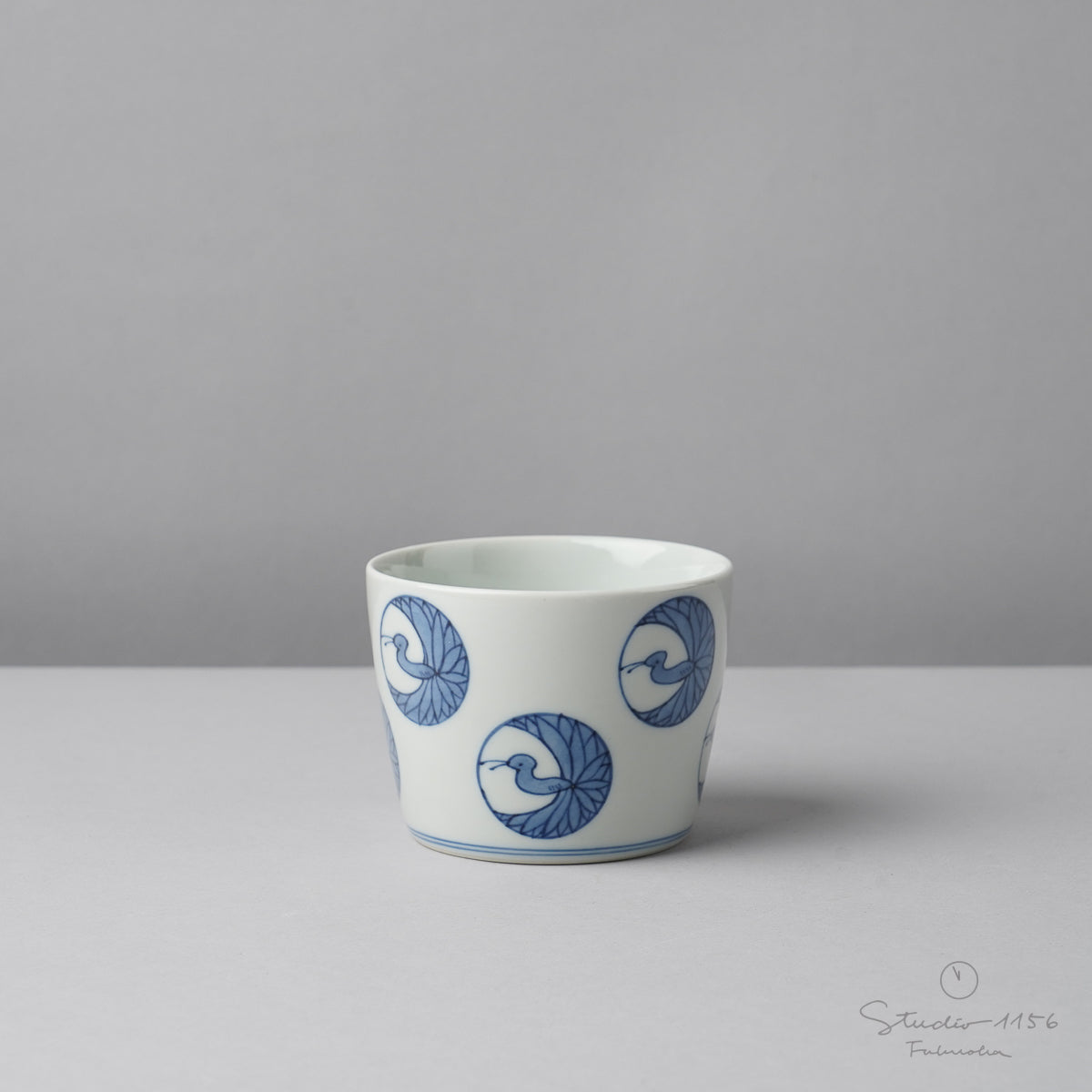 有田焼 染付 鶴丸紋 そば猪口(大) 220ml Riso そば猪口｜Studio1156