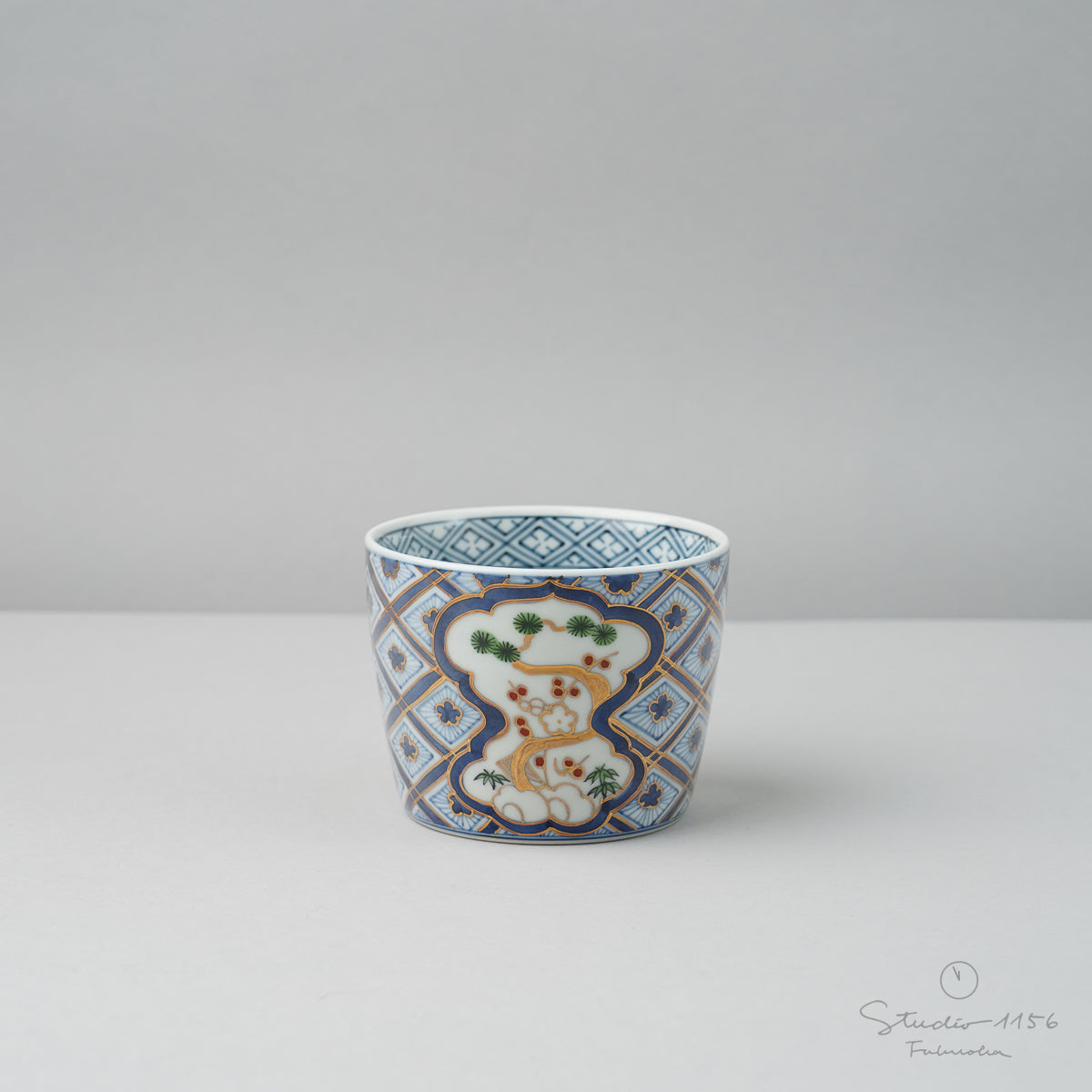 有田焼 染錦 間取松竹梅紋(青) そば猪口(大) 220ml 有田焼 李荘窯 Studio1156