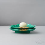 伊万里焼 緑交趾金彩 松葉型銘々皿 18.5cm Sehyo Studio1156