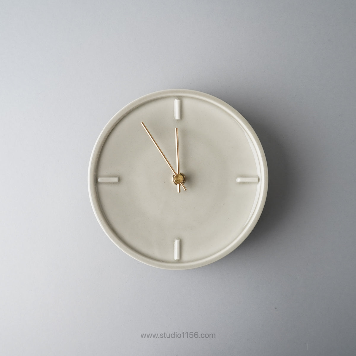 美濃焼 GLAZED CLOCK 陶器時計 壁掛け時計 電池&フック付 ペールグレー(P-11) SUGY Studio1156