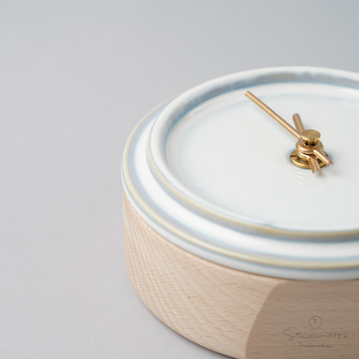 美濃焼 TILE WOOD CLOCK 陶器時計 置き時計 電池付