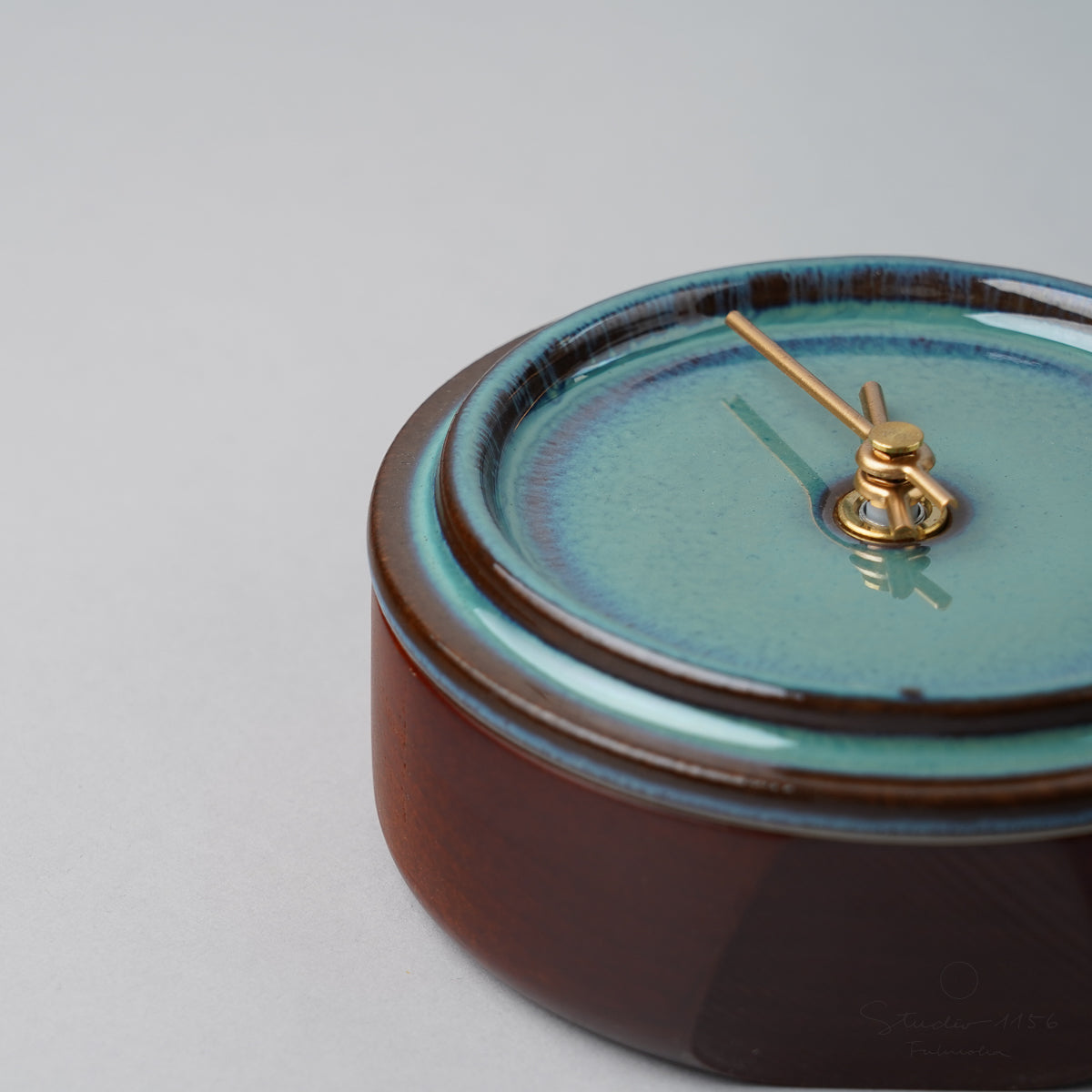 美濃焼 TILE WOOD CLOCK 陶器時計 置き時計 電池付