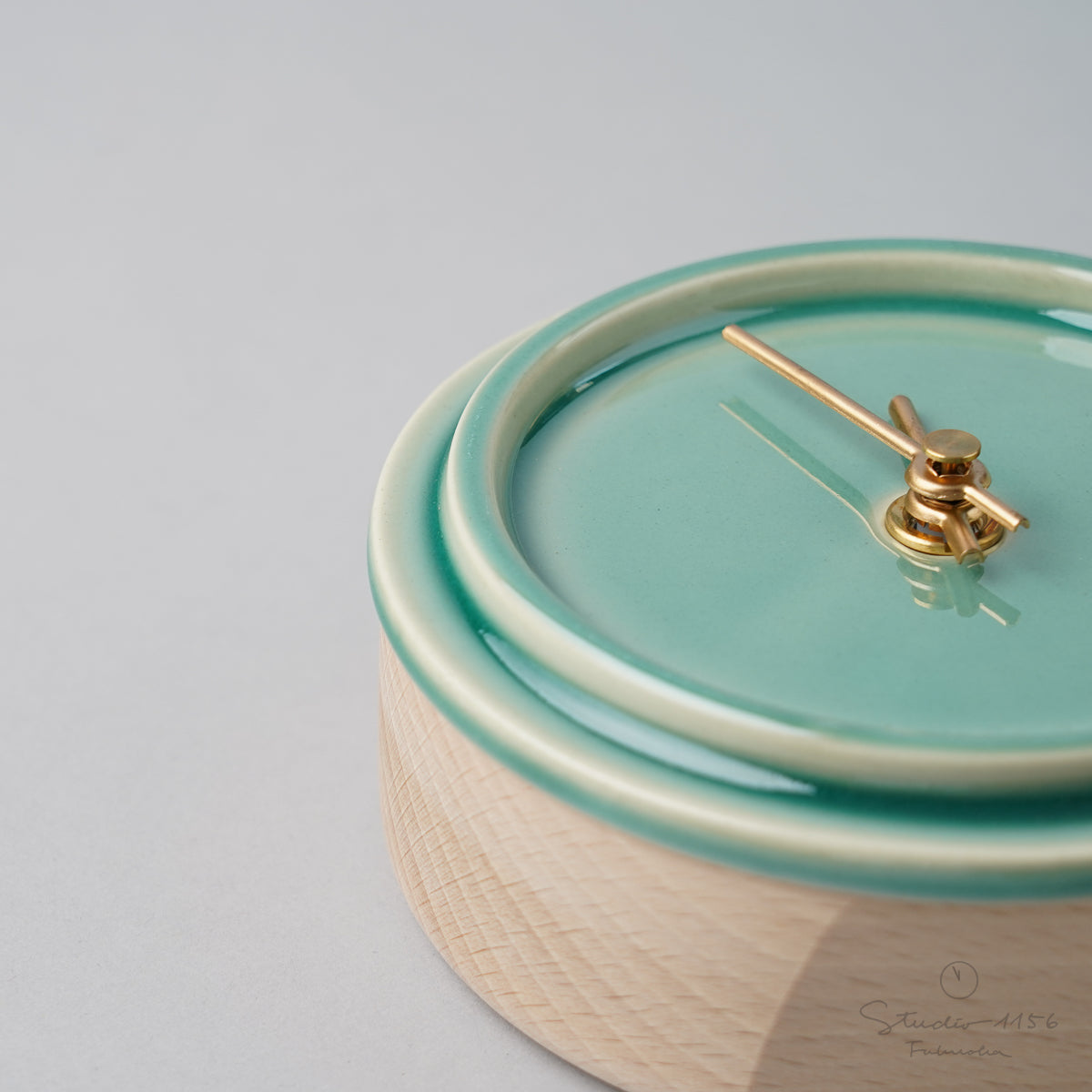 美濃焼 TILE WOOD CLOCK 陶器時計 置き時計 電池付