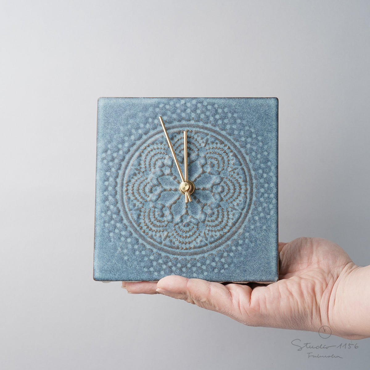 美濃焼 LACE TILE CLOCK 陶器時計 置き時計 電池付 SUGY Studio1156