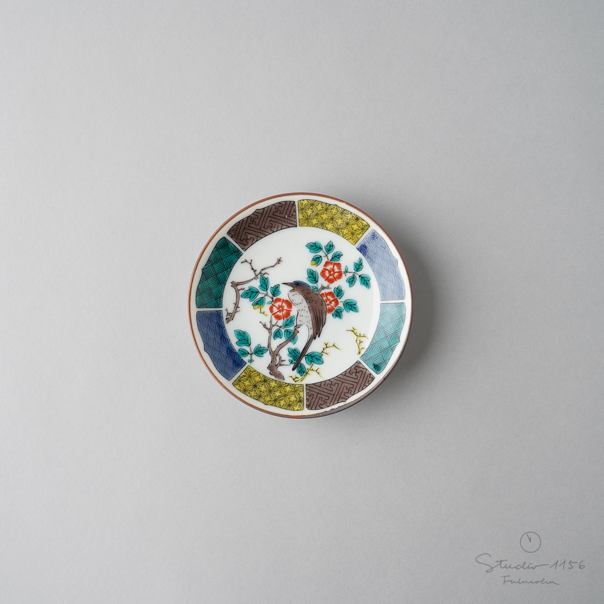 九谷焼 古九谷(色絵) 豆小皿 10.5cm 花鳥図 Seikou Studio1156