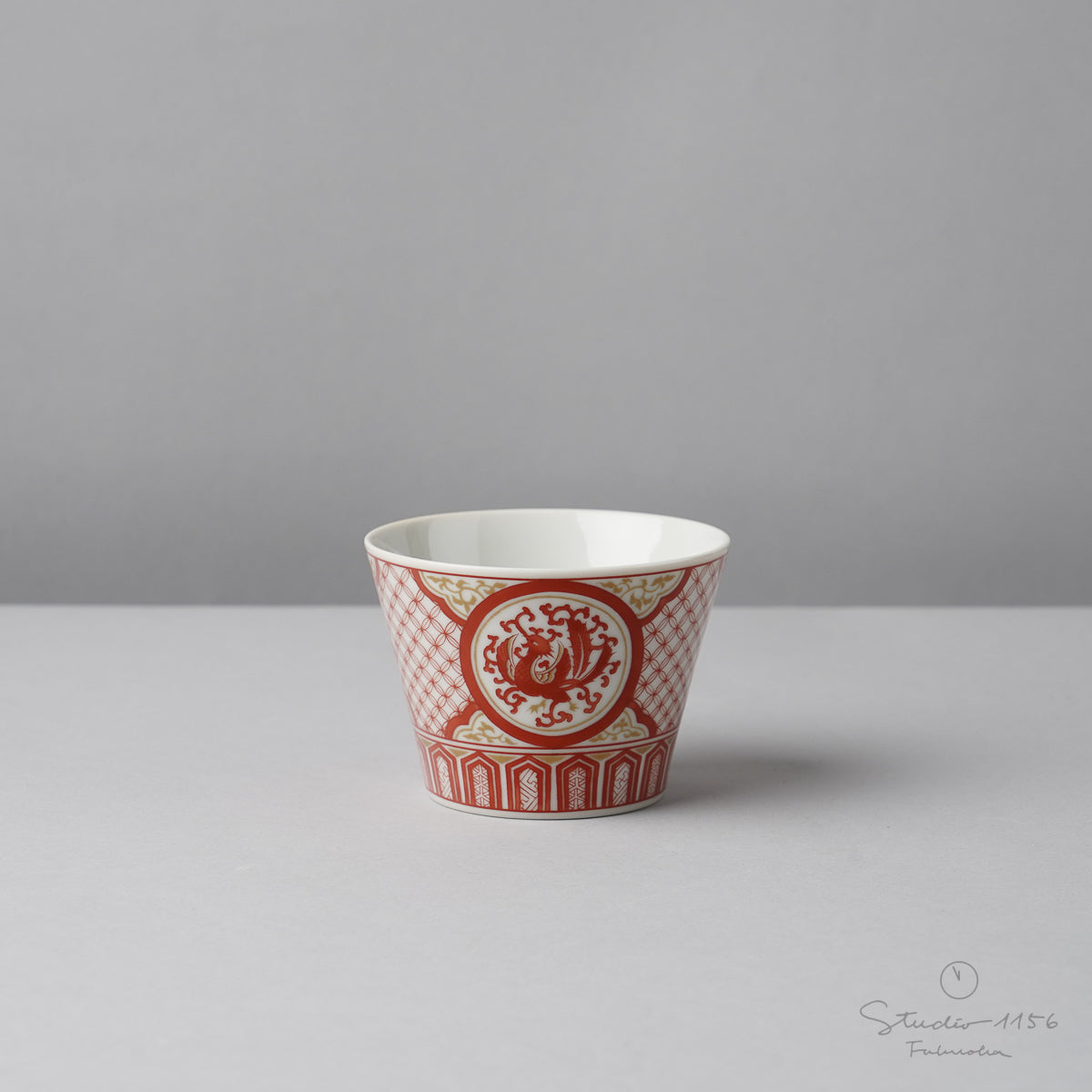 九谷焼 十趣杯 ぐい呑みカップ 150ml 赤絵 Seikou Studio1156