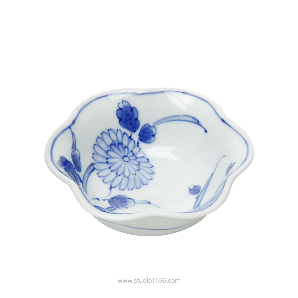 波佐見焼 染付 菊割図 花型小鉢(小) 9.5cm Takayama Studio1156