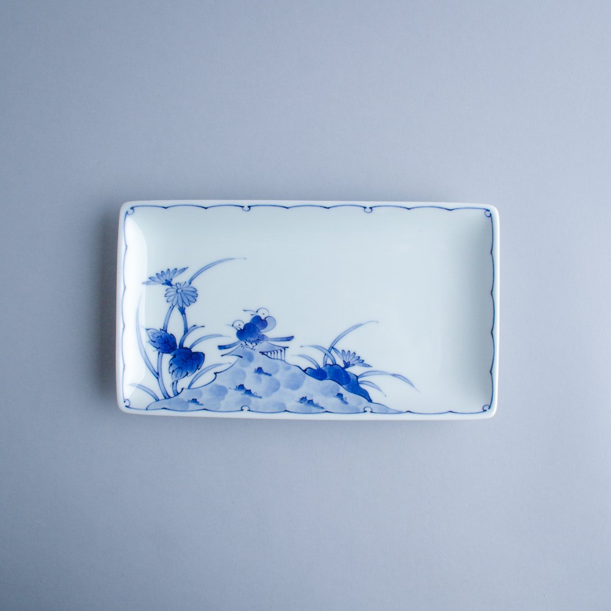 波佐見焼 染付 長角皿 23cm
