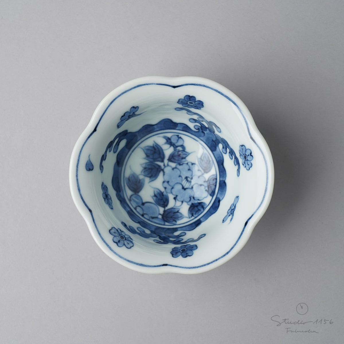 波佐見焼 染付 六方花型小鉢 9cm Takayama Studio1156