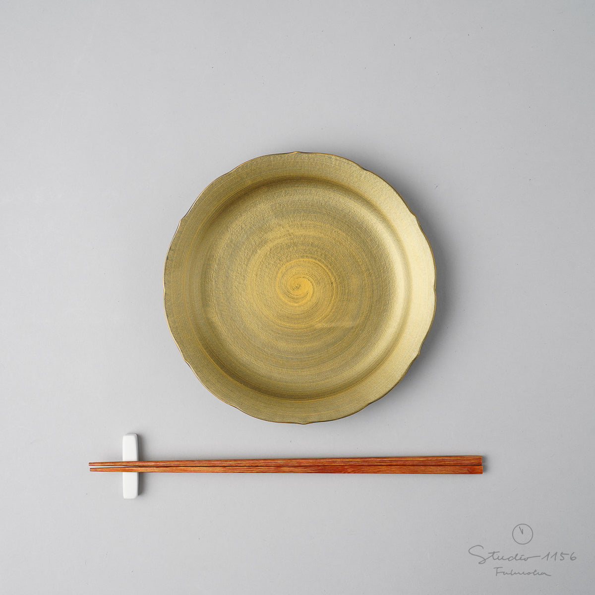 有田焼 焼〆 桔梗皿(L) 16cm 金巻 Yagenji Studio1156