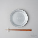 有田焼 焼〆 桔梗皿(L) 16cm 銀巻 Yagenji Studio1156