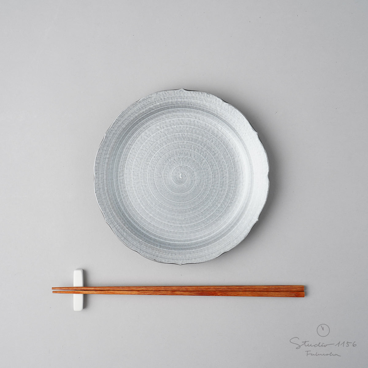有田焼 焼〆 桔梗皿(L) 16cm 銀巻 Yagenji Studio1156