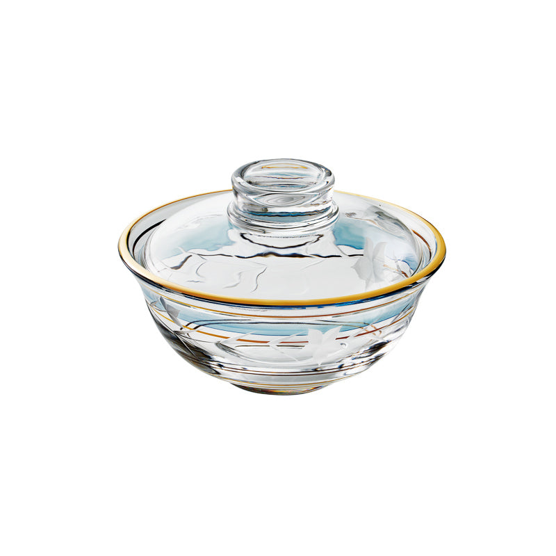 ガラス食器 桔梗 蓋物(ふたもの) 13.5cm Yoshinuma-glass Studio1156