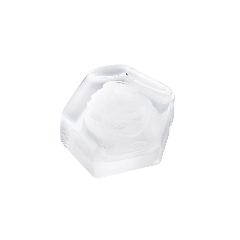 ガラス食器 水墨 変形多角形アミューズ 6.5cm BK/WH/CR 水墨(WH 白) Yoshinuma-glass Studio1156