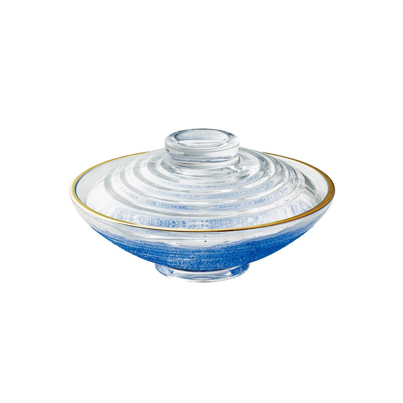 ガラス食器 平フタモノ 青霞 (組) 15cm 組（フタ+身） Yoshinuma-glass Studio1156