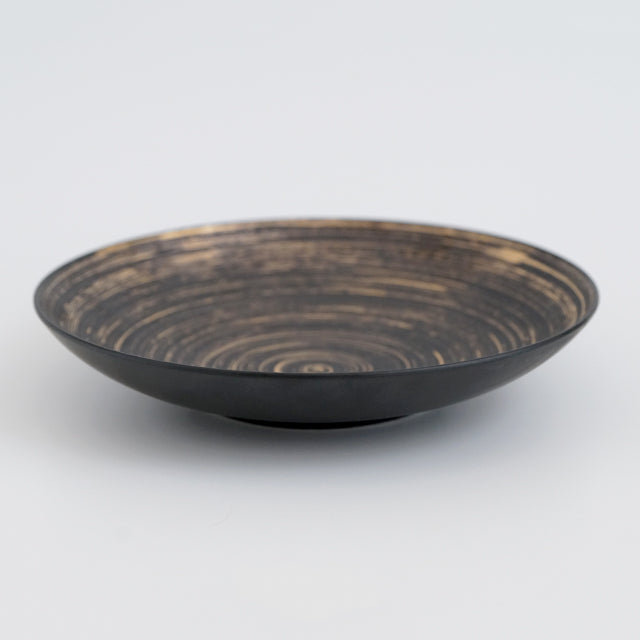 有田焼 平ボウル いぶし黒金はけ 21cm Kanezen Studio1156