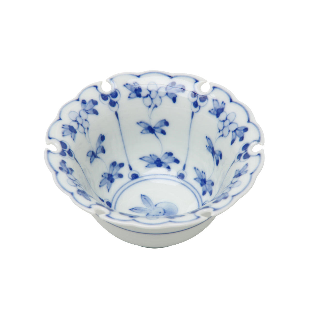 波佐見焼 染付 割草花兎紋 雪輪小付 9.5cm Takayama Studio1156